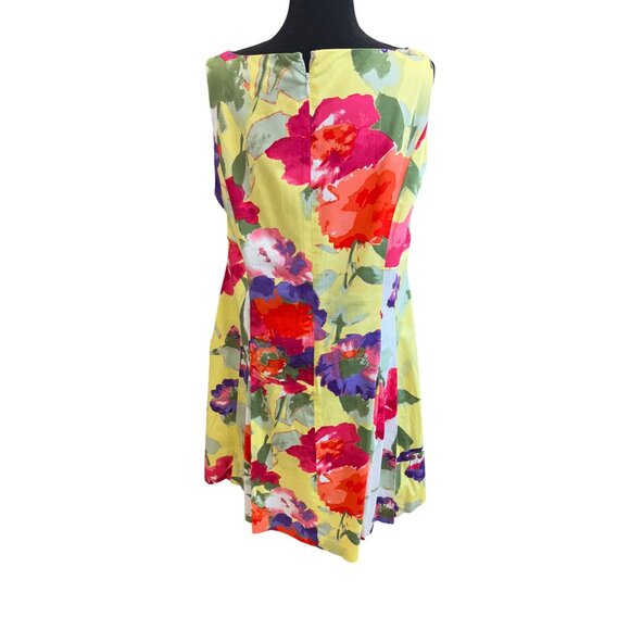 Ralph Lauren Fit Flare Floral Dress Square Neck Pockets Cotton Plus Size 16 - Picture 4 of 14